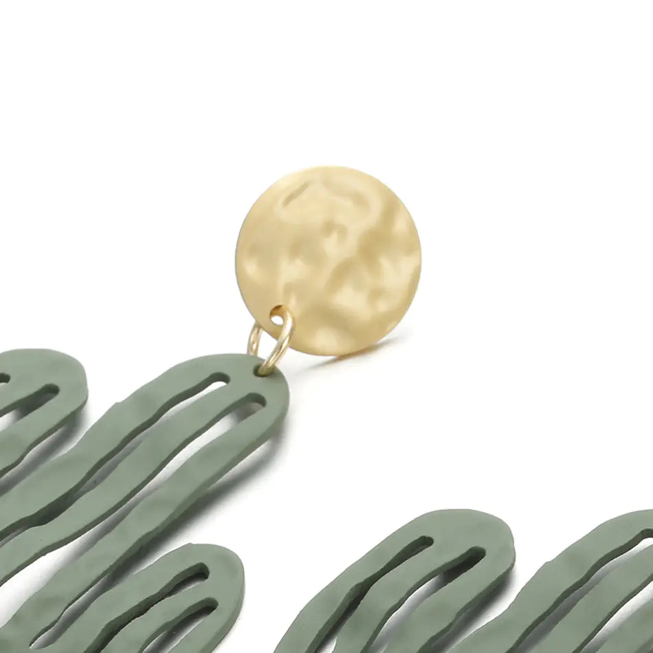 Colorful Cactus Textured Alloy Earrings for Women