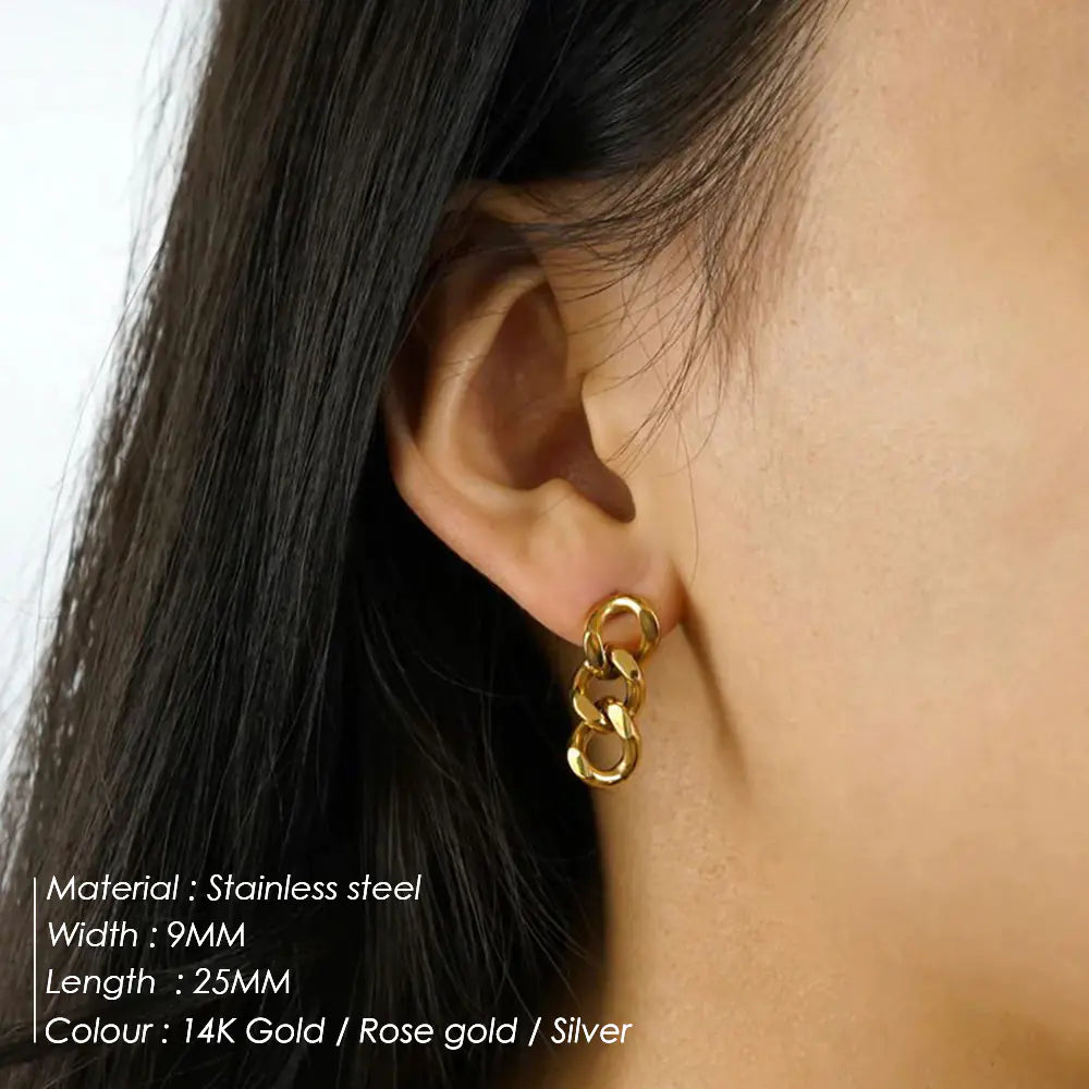 Punk Cuban Chain Earrings for Women's Business Party
