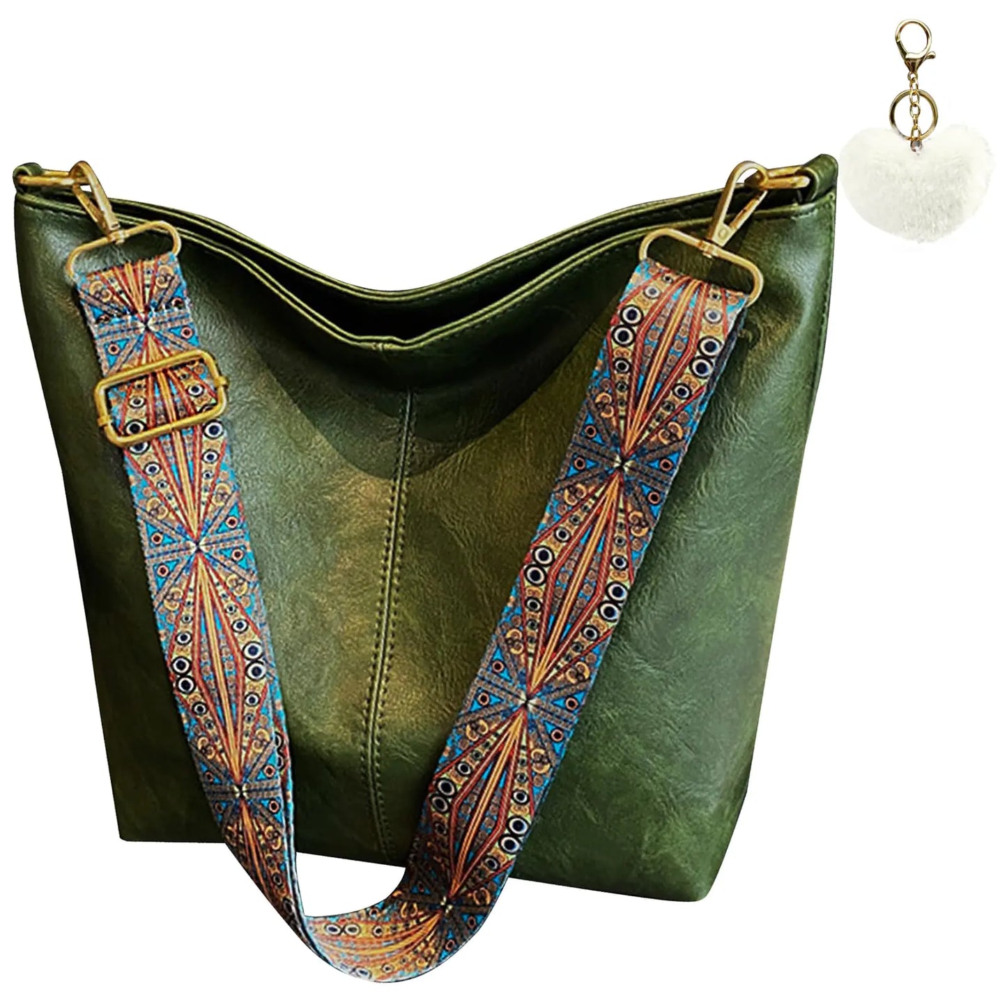 Hobo Crossbody Handbags for Women. Guitar Strap Shoulder Bucket Bag, Vegan Leather Purse Trendy Boho Tote Purse