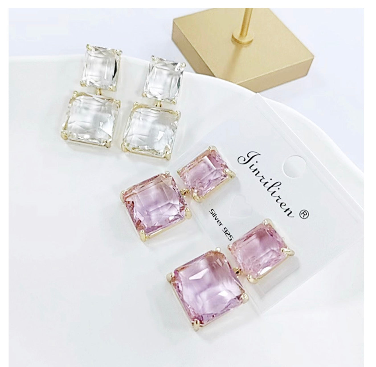 Korean Style Geometric Crystal Earrings for Women