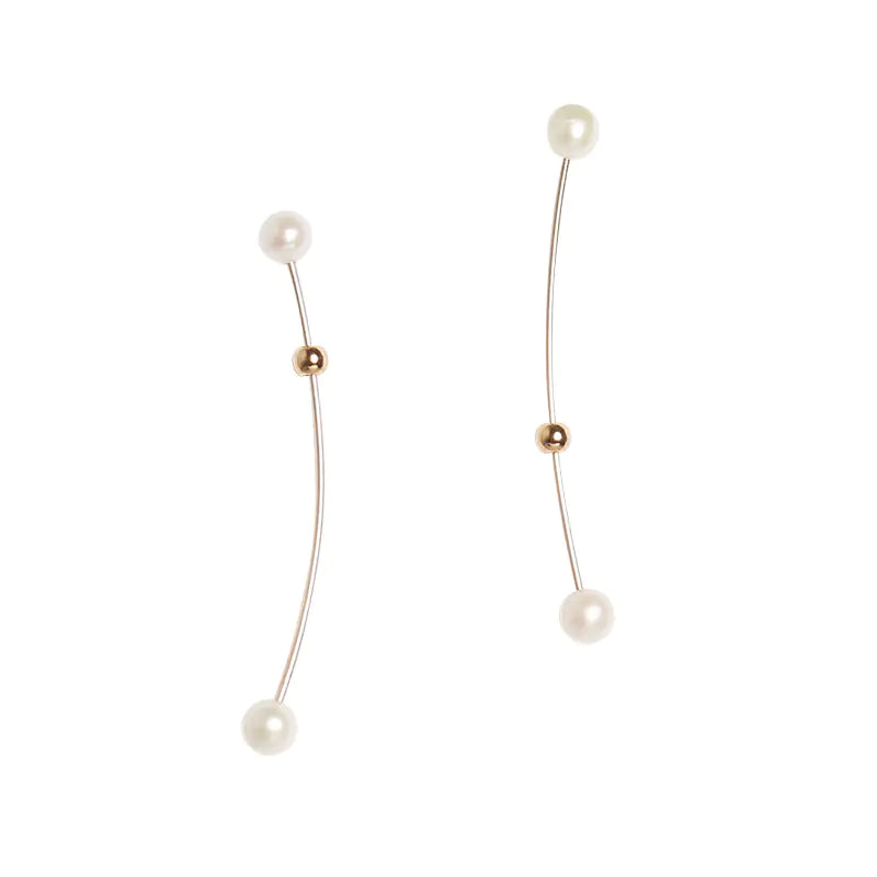 Natural Pearl Asymmetrical Earrings for Women, Designer