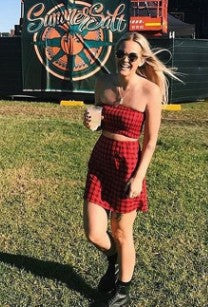 Spring Summer Women's Checkered Two-Piece Set