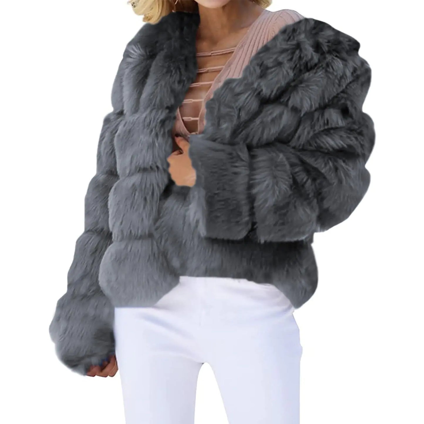 Fuzzy Winter Coats For Women. Leather Cropped Fax Fur Jackets, fluffy sherpa sweaters