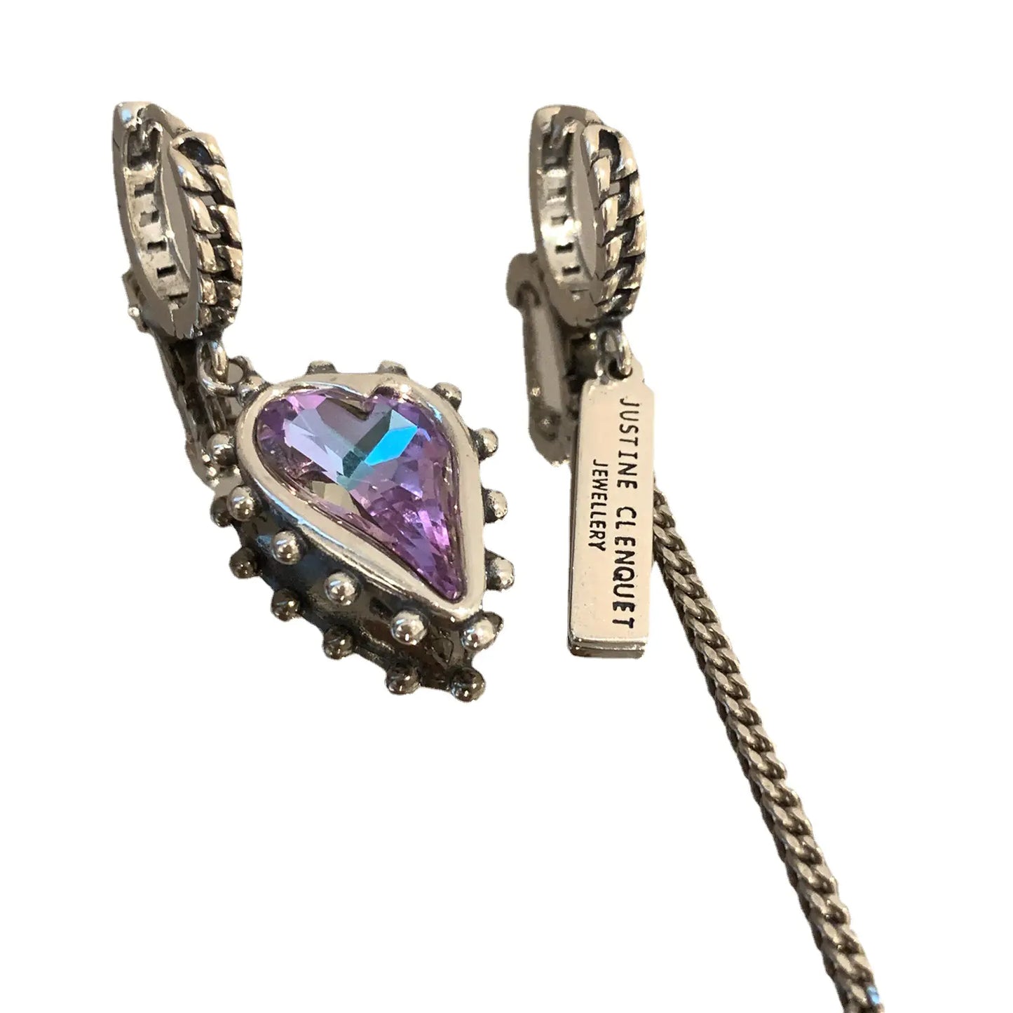 Vintage Amethyst Love Asymmetric Earrings for Women