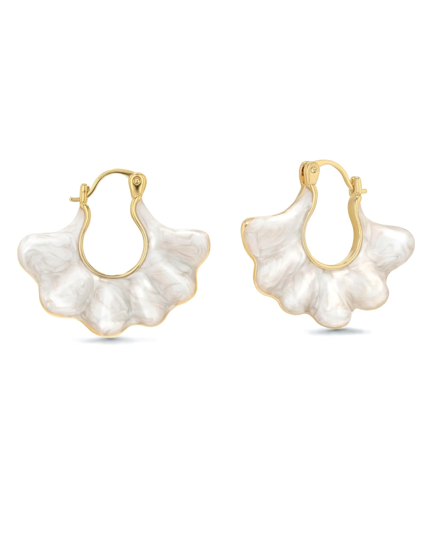 Dangle Pearl Gold Hoop Earrings for Women. Fan Shape Earrings from SNGIA Earrings