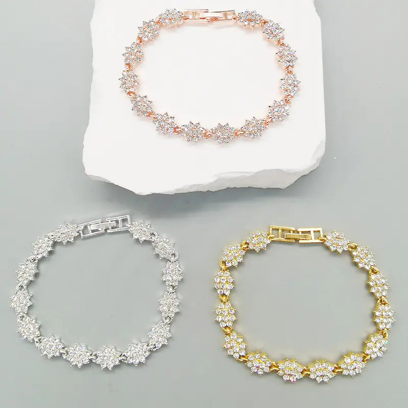 Geometric Diamond Rhinestone Roman Style Bracelet