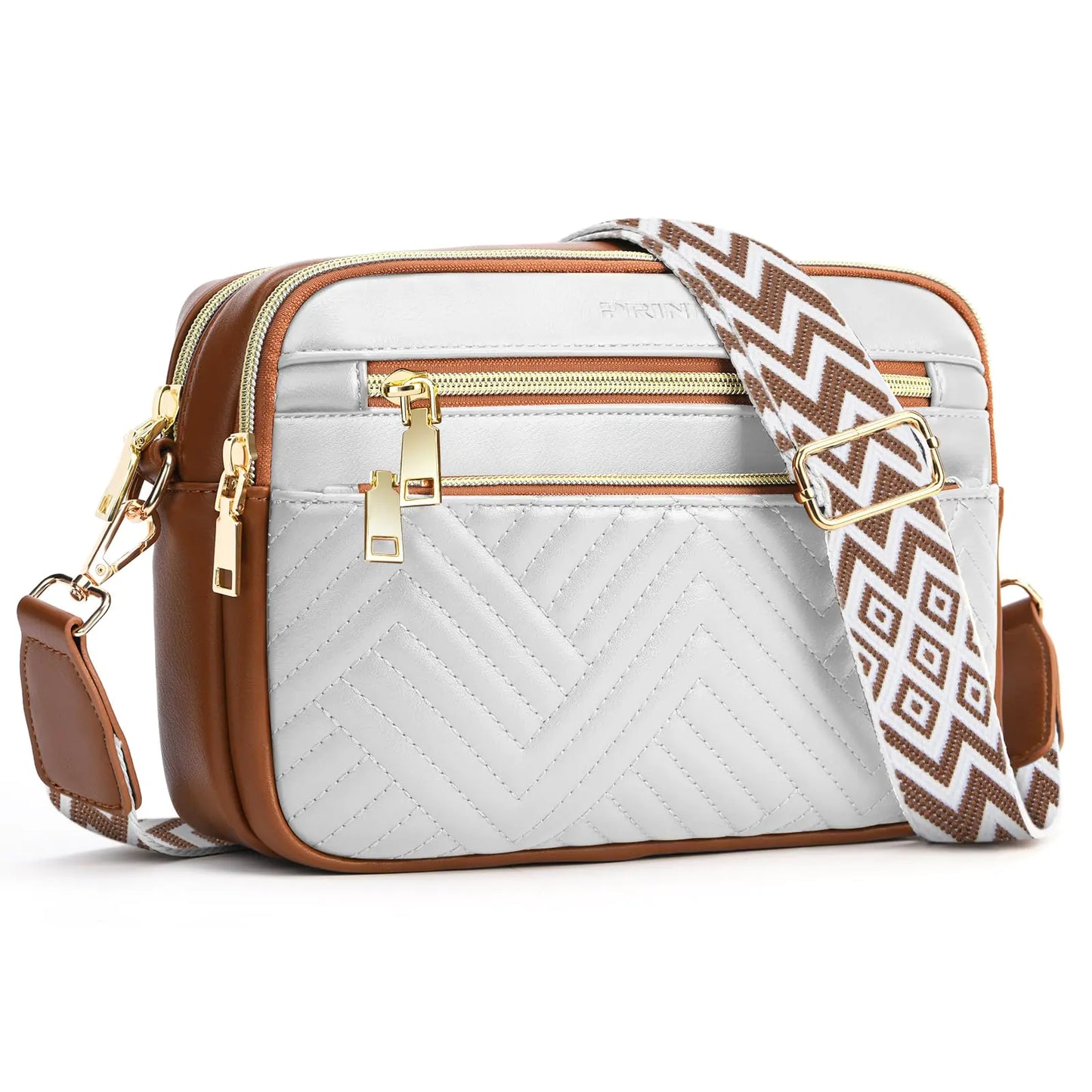 Vegan Leather Trendy Purses for Women. Travel Handbags with Adjustable Shoulder Strap-Beige&Brown