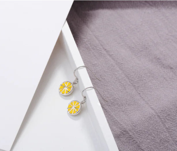 925 Silver Simple Lemon Earrings for Women