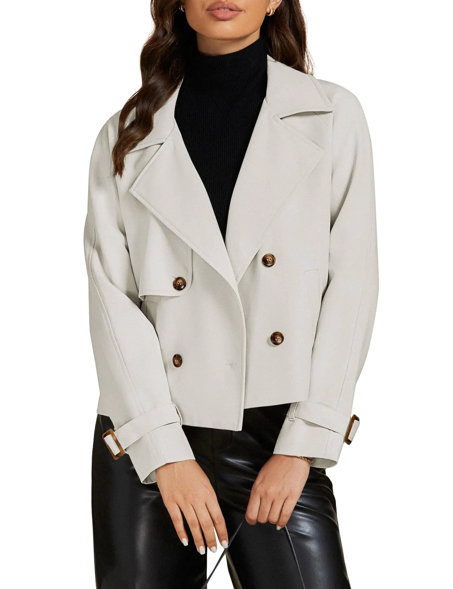 Fashion Office Jackets for Women. Winter Trench Coat, Cute Office Attire, Light gray
