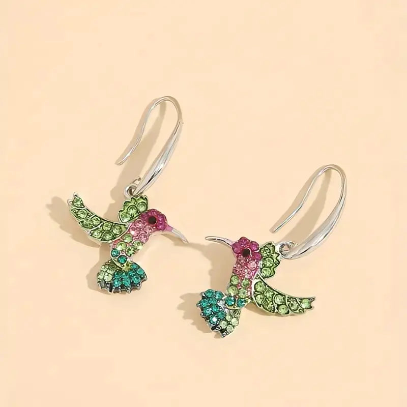 Colorful Hummingbird Crystal Earrings for Women