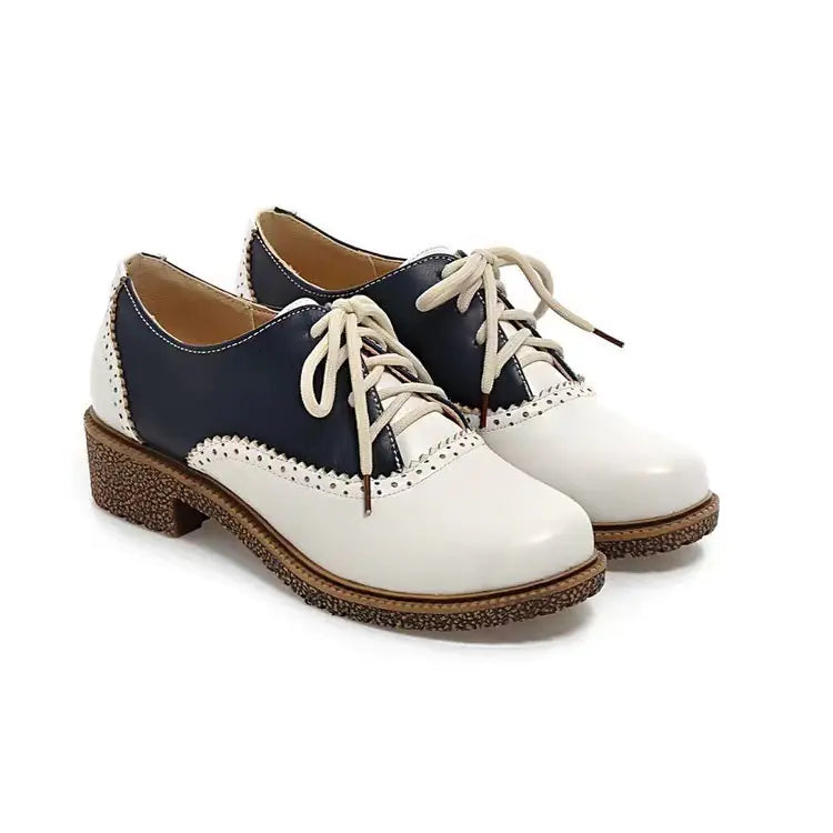 Brogue Lace-Up Flats for Women, Size 35-43