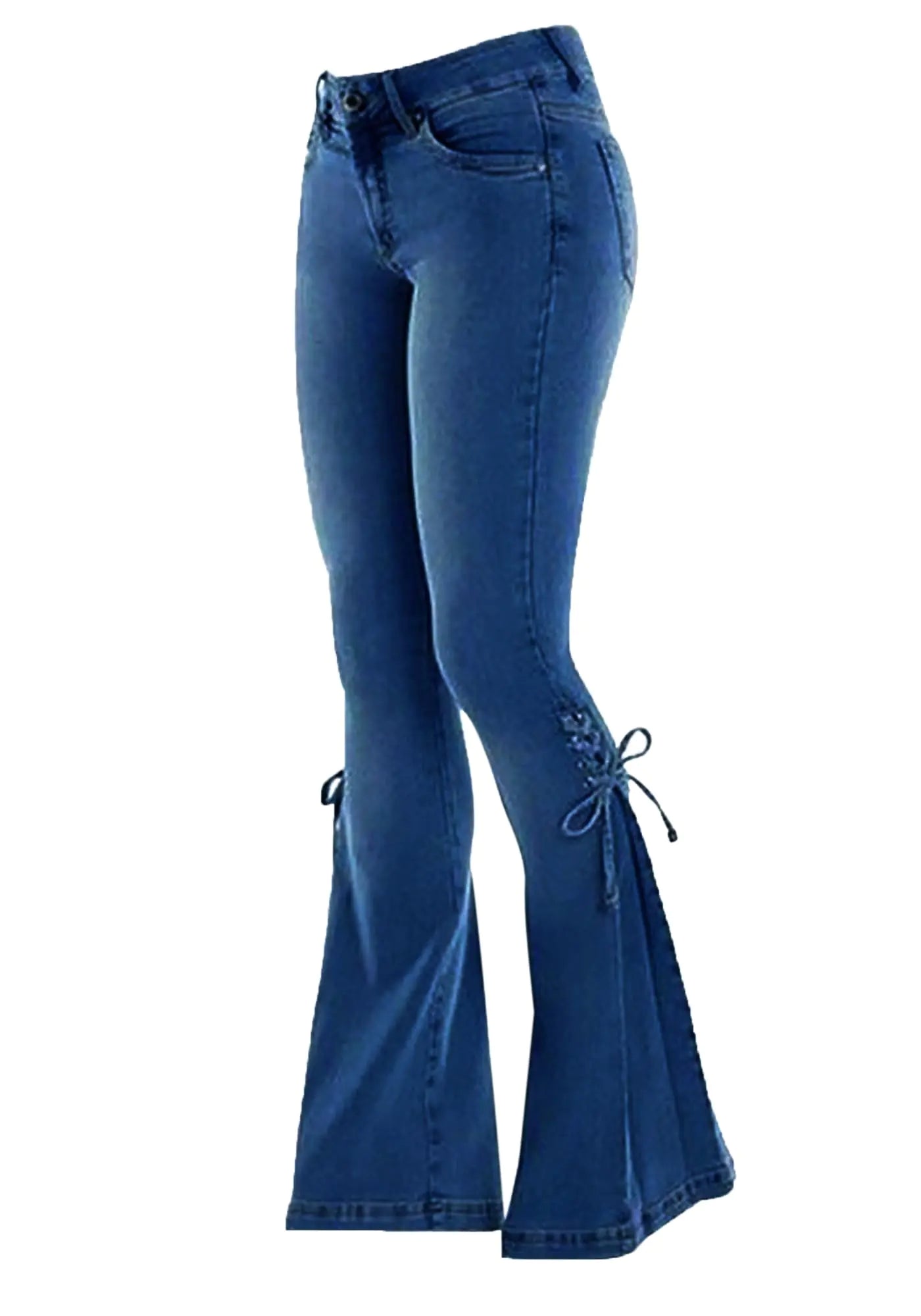 Women Hippie Pants. Y2k Petite Bell Bottom Jeans for Women, Lace Up Leggings