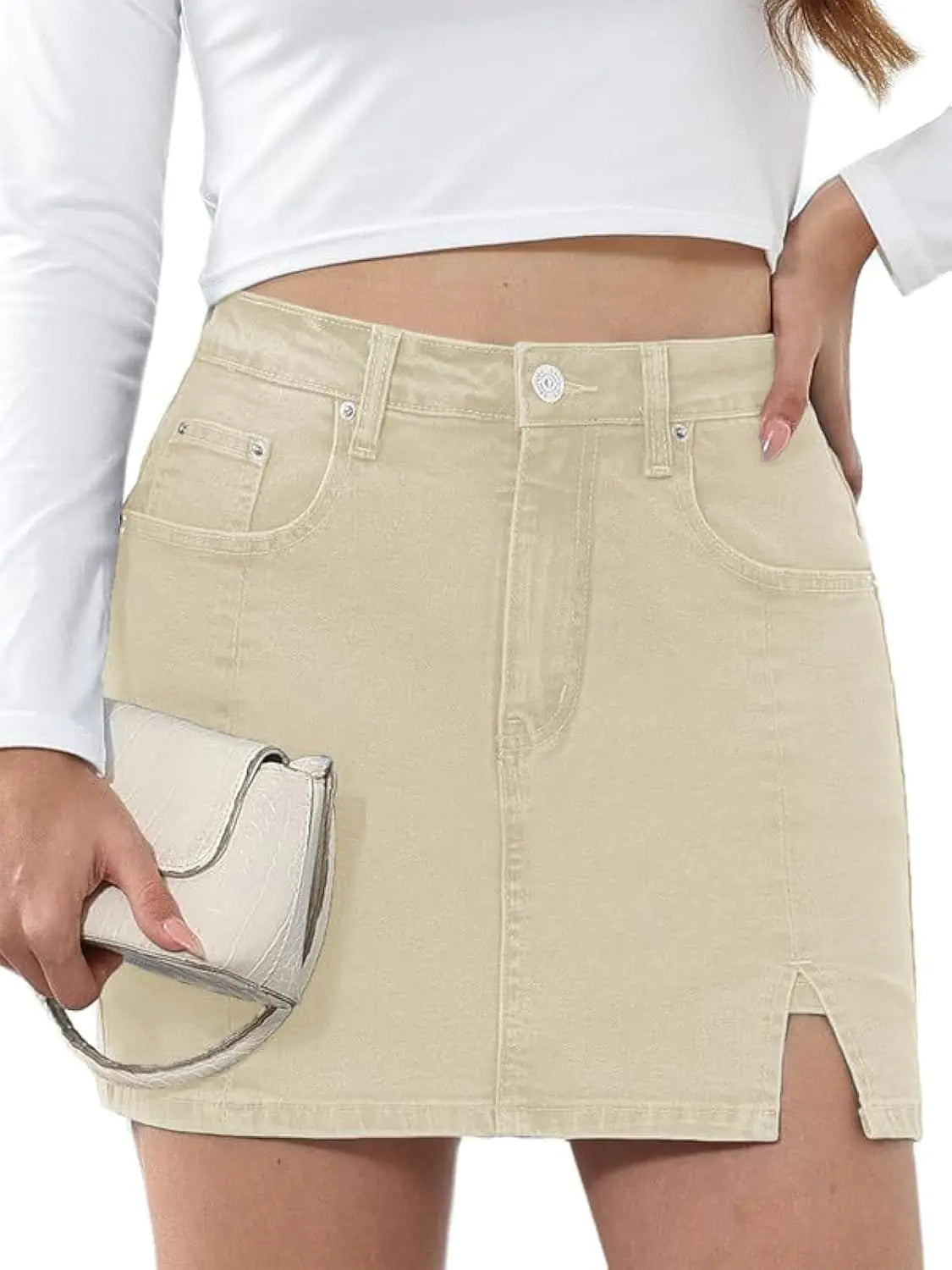 Stretch Jean Skirts for Women - Denim Skorts - High Waisted Girls Teens Dressy Mini Skirts Shorts