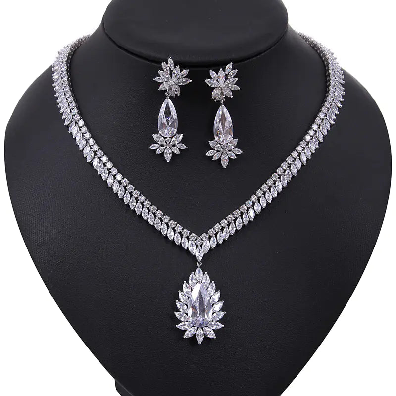 Bridal Necklace Set with AAA Zircon Earrings
