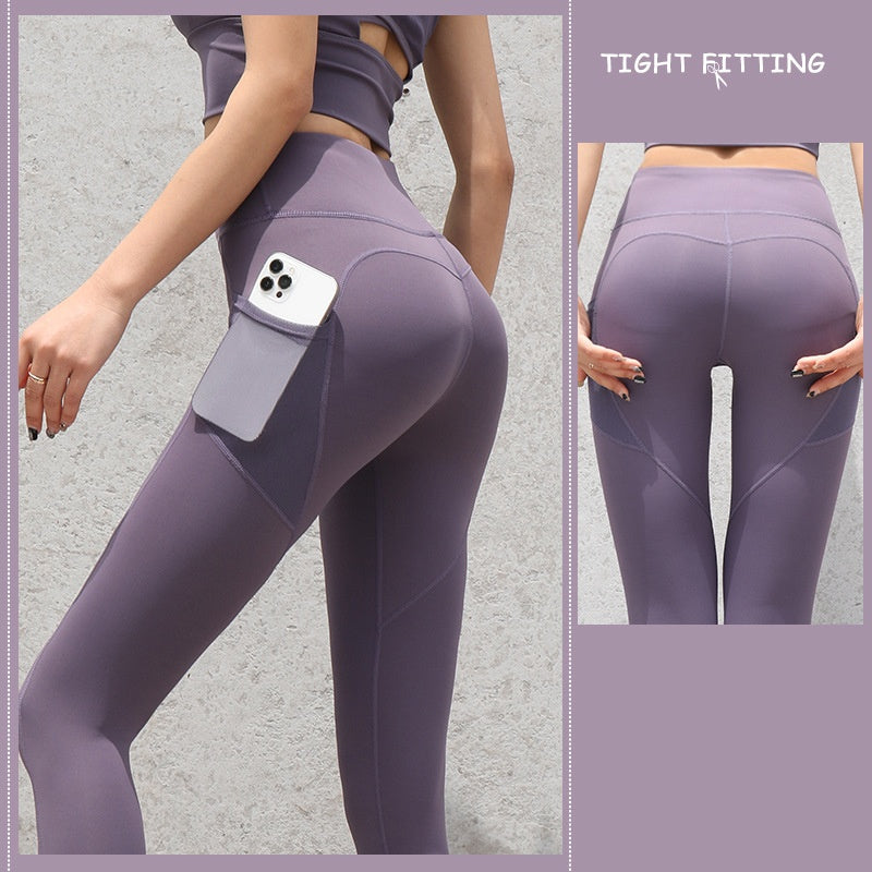 Gym Sport Seamless Leggings With Pockets . Push Up High Waist Women Fitness Running Yoga Pants.