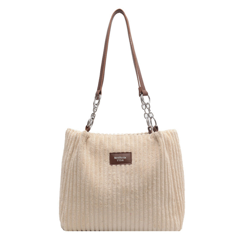 Retro Large Capacity Shoulder Zipper Tote Bag. Women's Handbag