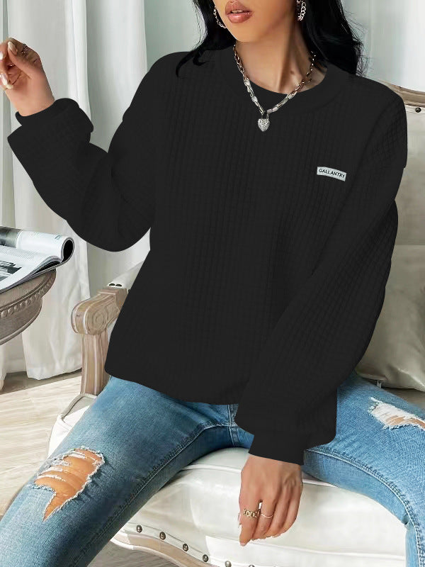 Letter Patch Detail Drop Shoulder Sweatshirt