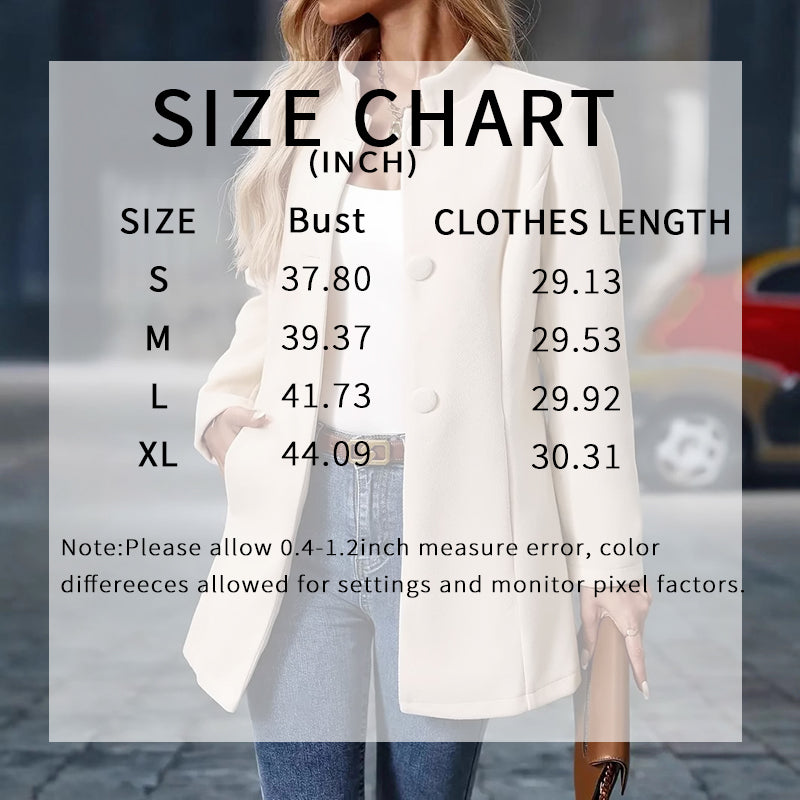 Womens Elegant Single Breasted Coat. Long Sleeve Mid Winter Overcoat Work Office Jackets