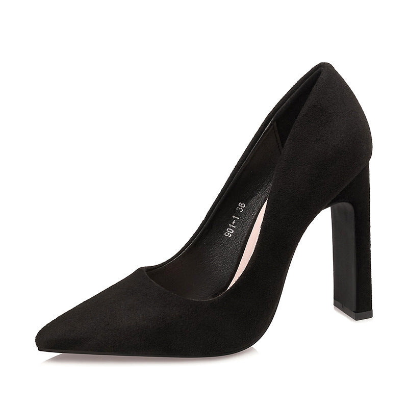 Korean Style Fashion Pointed Toe Thick Heels.