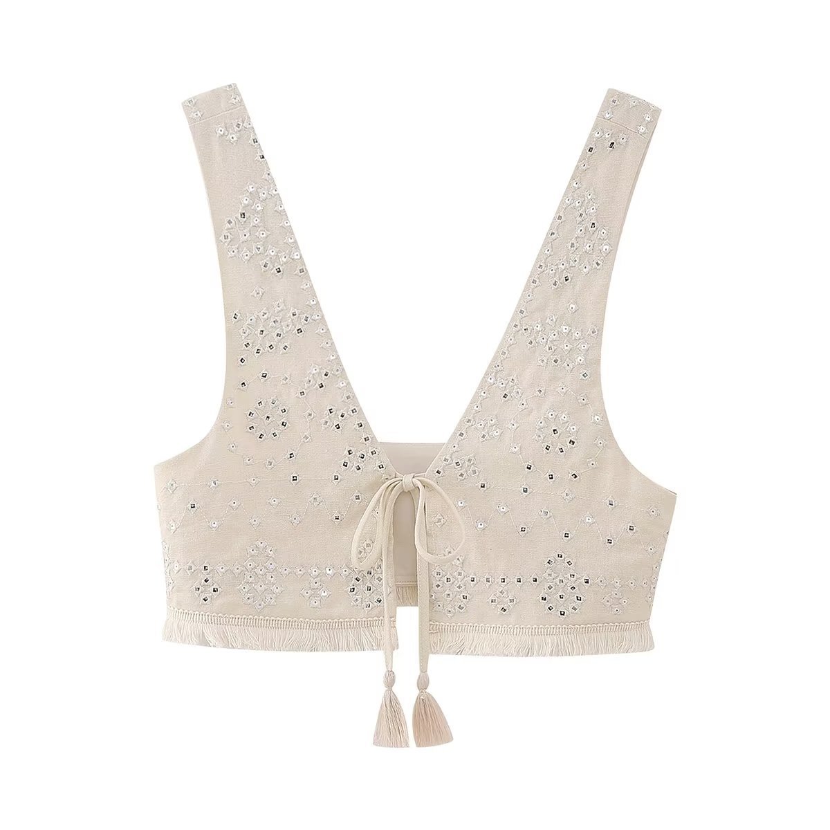 Summer Women's V-Neck Embroidered Lace Tank Top