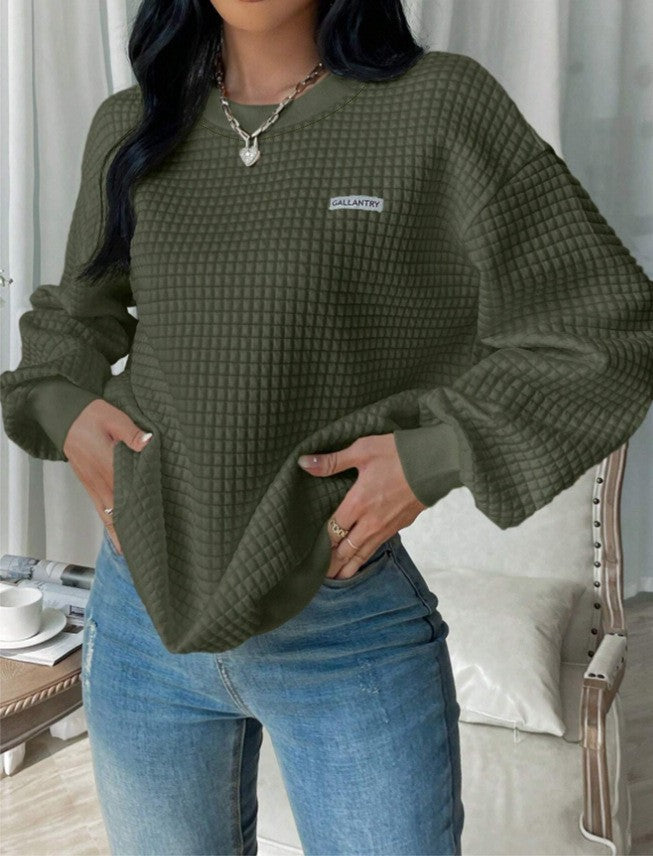 Letter Patch Detail Drop Shoulder Sweatshirt