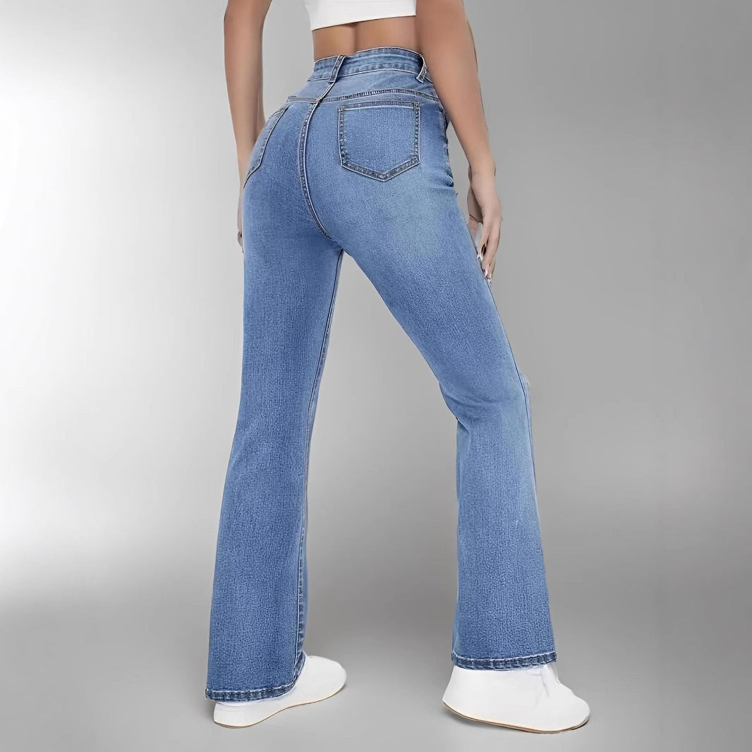 Women Skinny Light Blue Jeans. Slim-fit Figure Flattering Pants