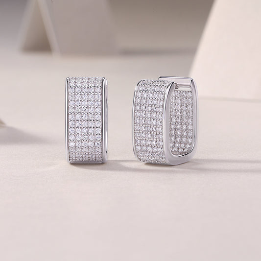 Star Light Luxury Fashion Diamond Earrings. Stud Set With Mosan Diamond Silver Jewelry