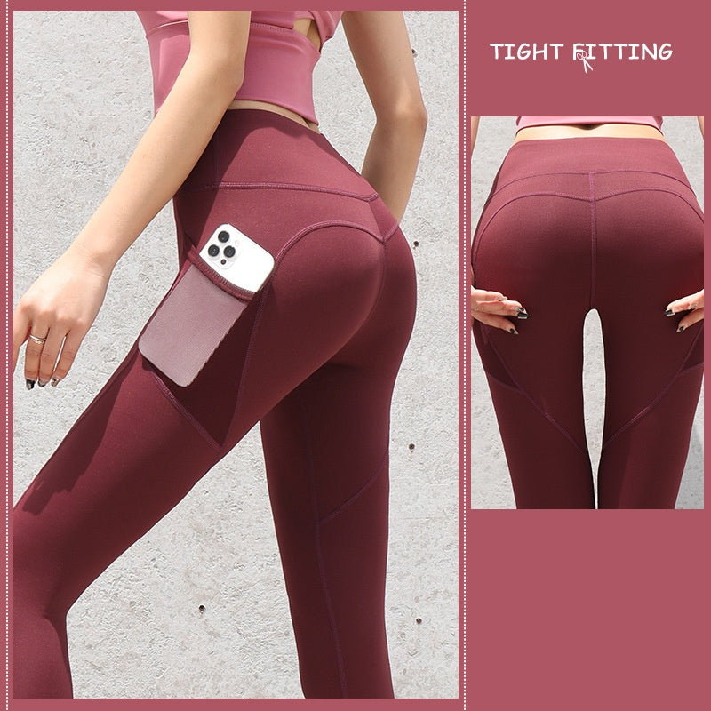 Gym Sport Seamless Leggings With Pockets . Push Up High Waist Women Fitness Running Yoga Pants.