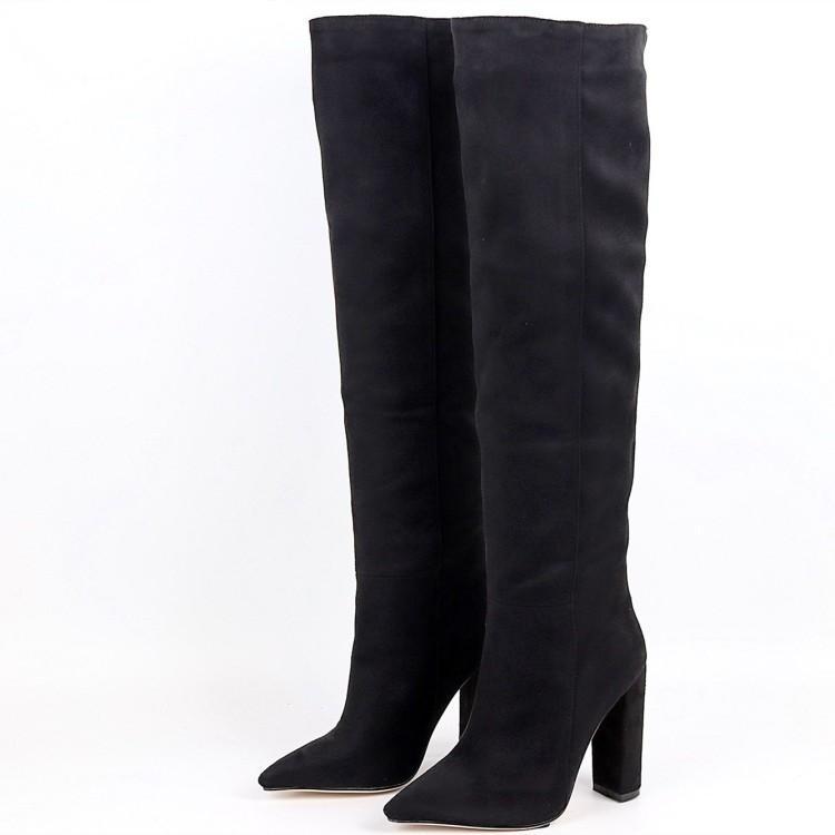 Women's Fashion Over The Knee Stretch Chunky Heel, Pointed Toe High Heel Boots