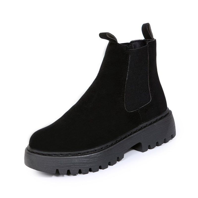 Women Solid Color Chunky Ankle Boots. Autumn Winter Platform Shoes