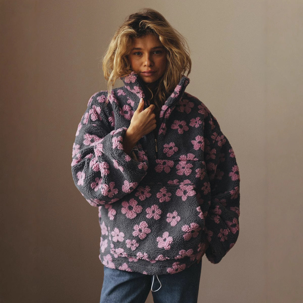 Polyester Warm Furry Coat Women
