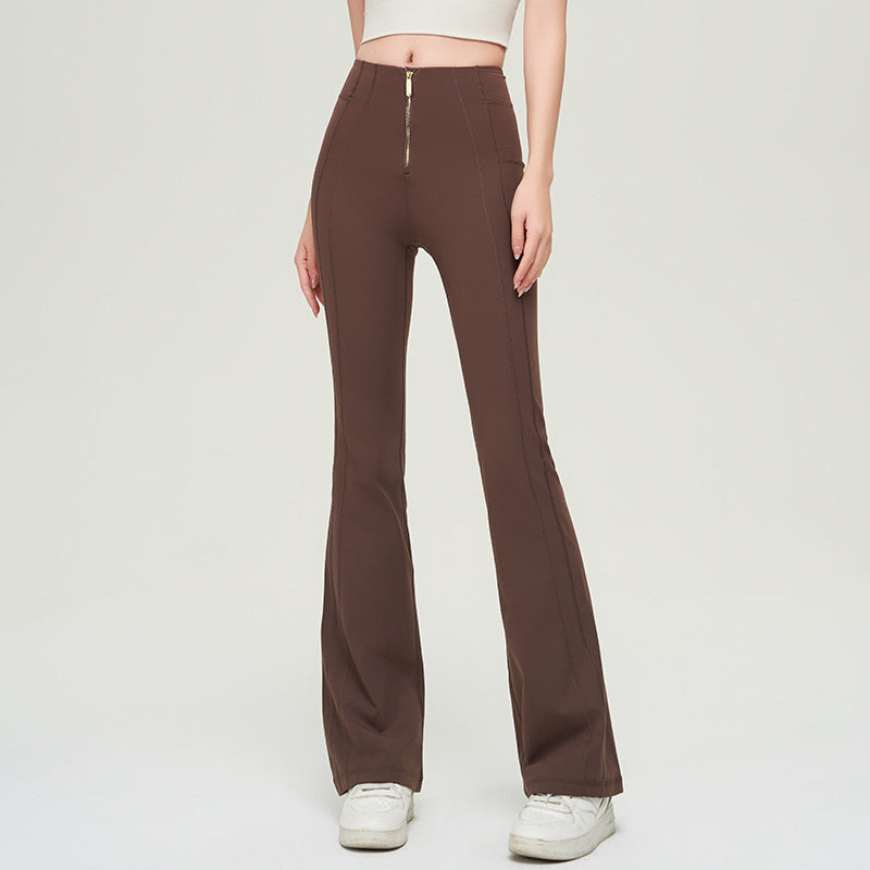 High Waist Zipper Bell-bottom Trouser. Slimming Butt Lifting Flared Leggings Sports Gym.