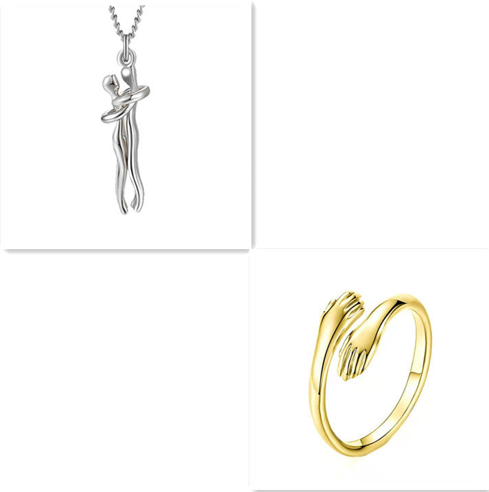 Love Hug Necklace Unisex Men Women Couple Clavicle Chain. Valentines Day Lover Gift
