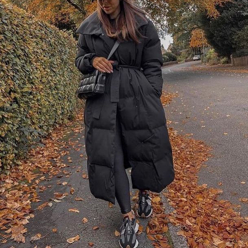 Malina Thick Loose Parkas. Solid Covered Coat
