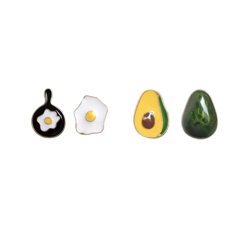 Korean Asymmetrical Avocado Stud Earrings for Women