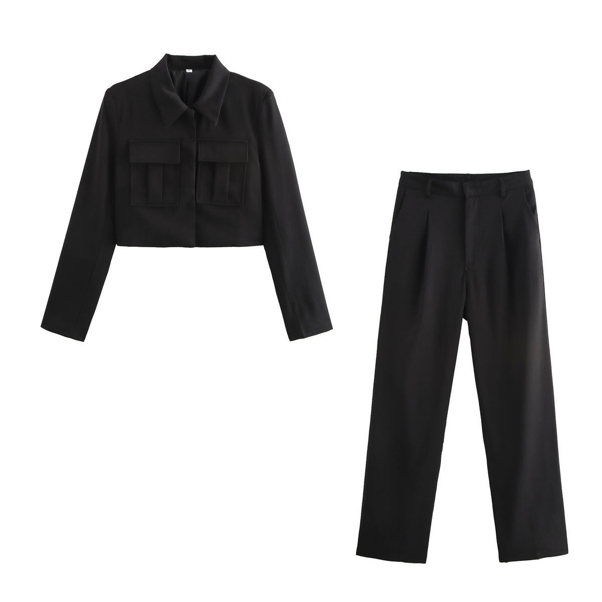 Double Pocket Coat Top Pants Suit Women