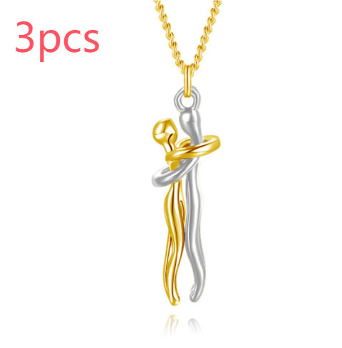 Love Hug Necklace Unisex Men Women Couple Clavicle Chain. Valentines Day Lover Gift