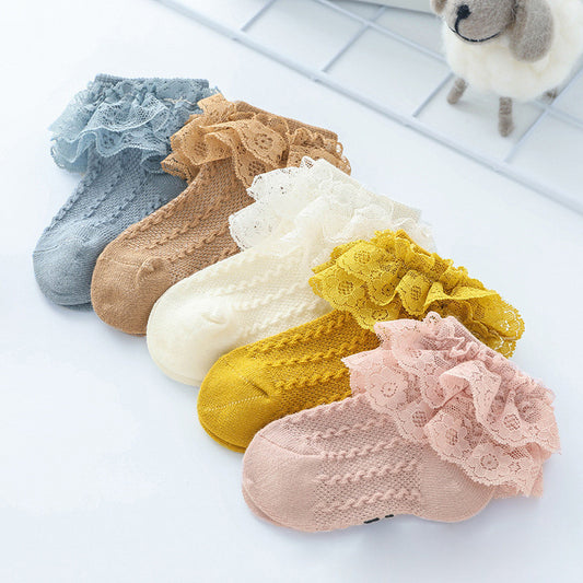Baby Double Lace Princess Cotton Socks. Dance Socks