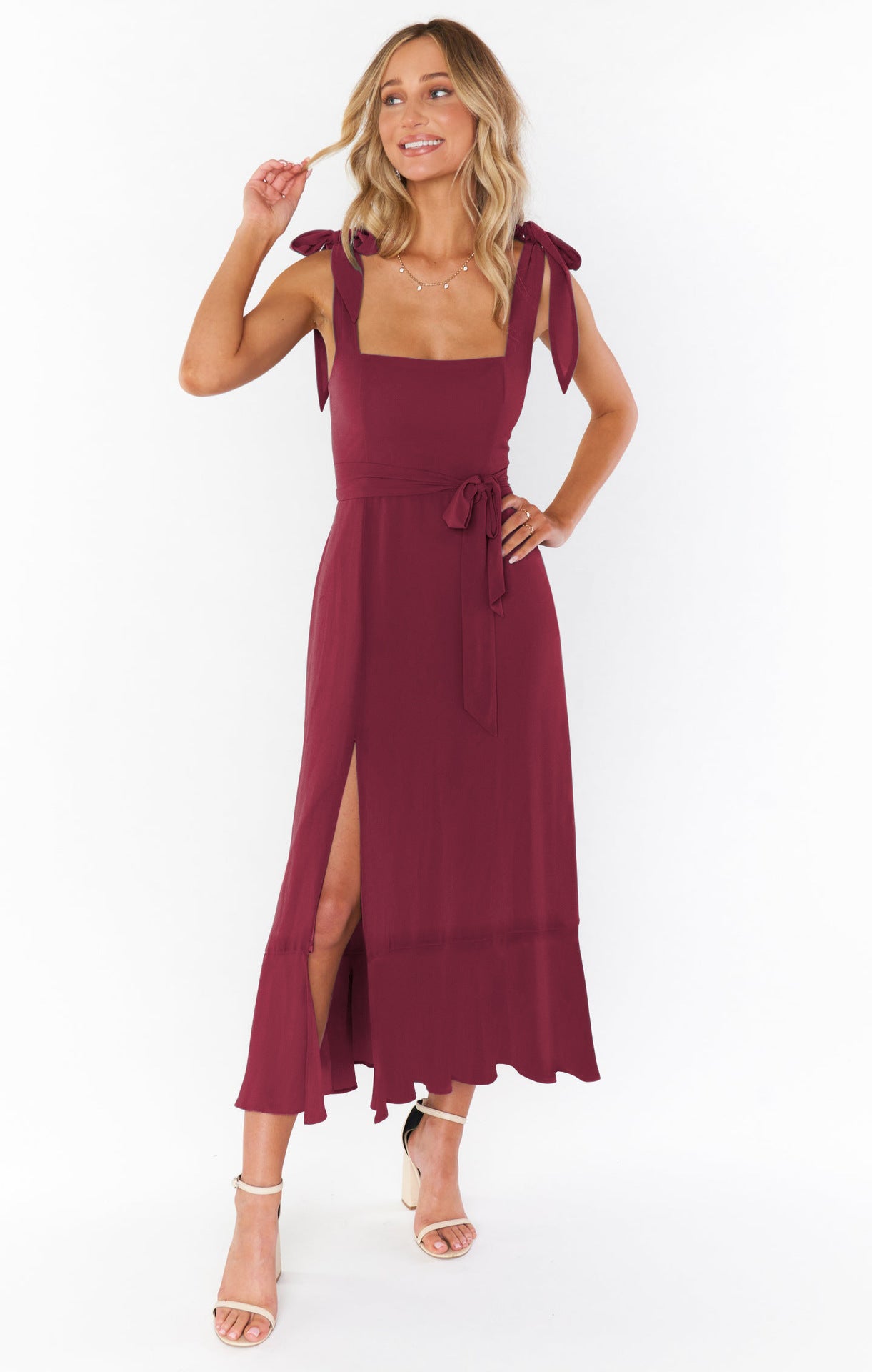 Temperament Suspender Split Dress. Lace-up Design Fashion Summer Ruffled Beach Dresses For Women