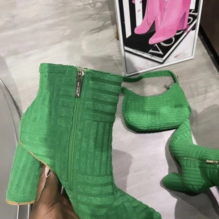 Women Fashion Pionted Toe Heel Boots Shoes
