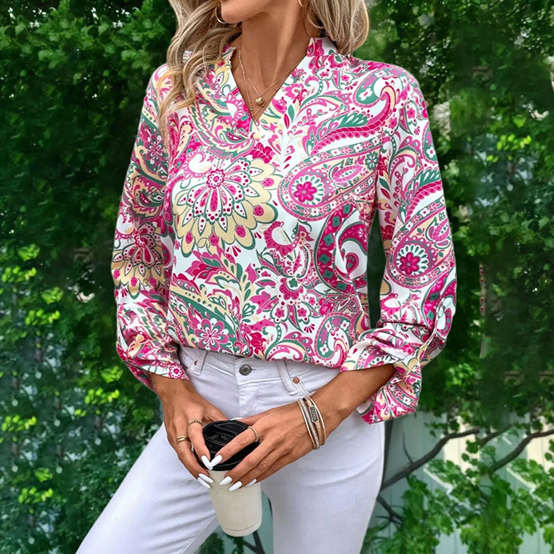 Women's 2025 Fashion V-Neck Tops Long Sleeve Business Casual Blouses Summer Tees Shirts