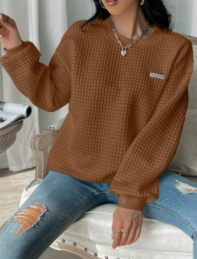 Letter Patch Detail Drop Shoulder Sweatshirt