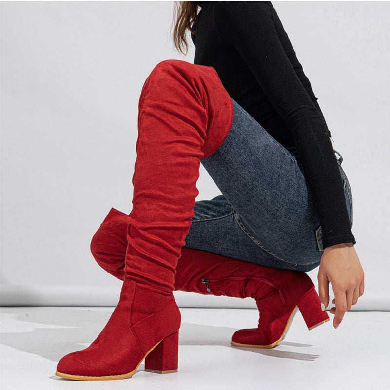 Women's High-heeled Elastic Long Boots. Over The Knee Boots