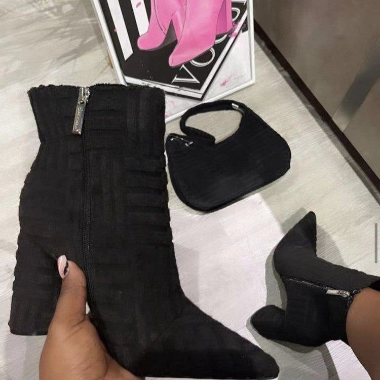Women Fashion Pionted Toe Heel Boots Shoes