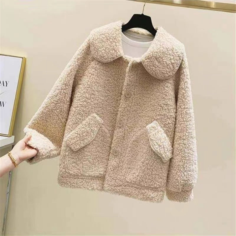 Loose Korean Style Thick Faux Cashmere Coat For Women