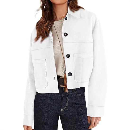 Women Faux Suede Short Jacket. Casual Lightweight Autumn Fashion