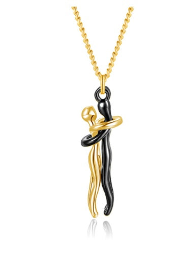 Love Hug Necklace Unisex Men Women Couple Clavicle Chain. Valentines Day Lover Gift