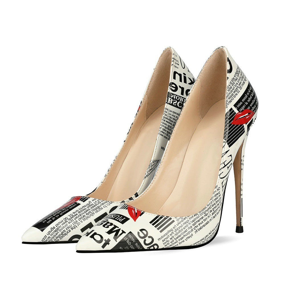 Graffiti Fashion Stiletto Pointed Toe High Heels