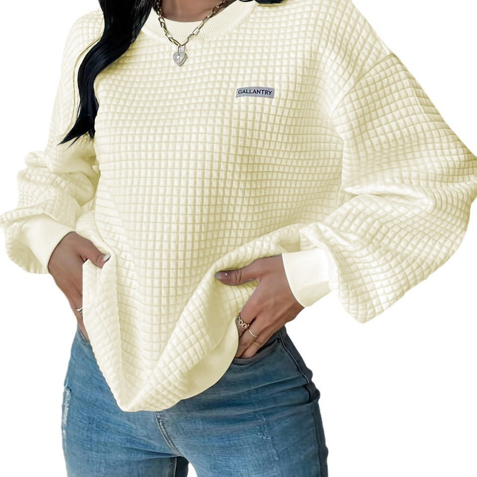 Letter Patch Detail Drop Shoulder Sweatshirt