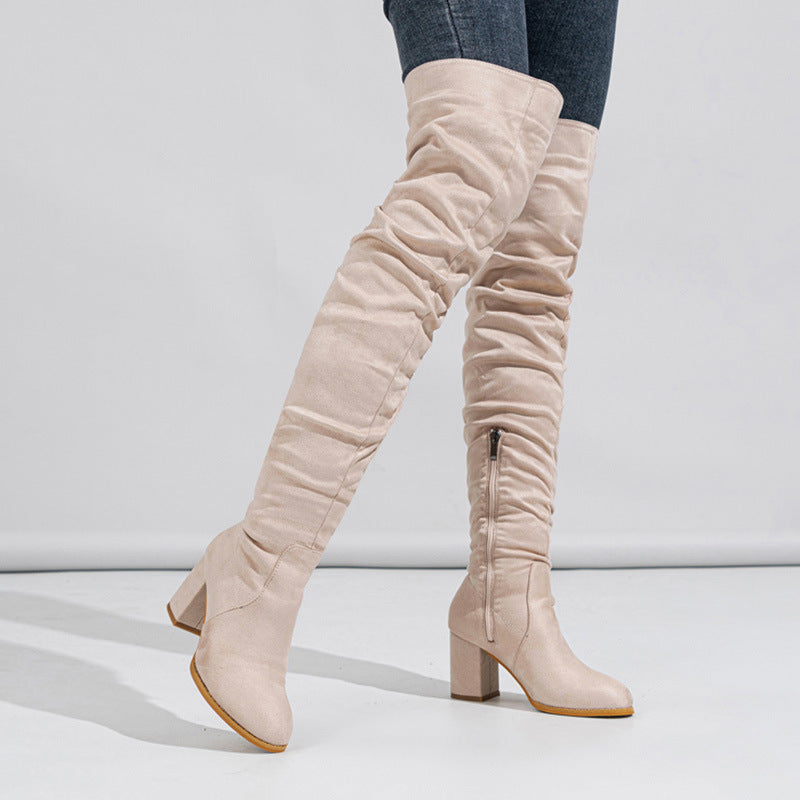Women's High-heeled Elastic Long Boots. Over The Knee Boots